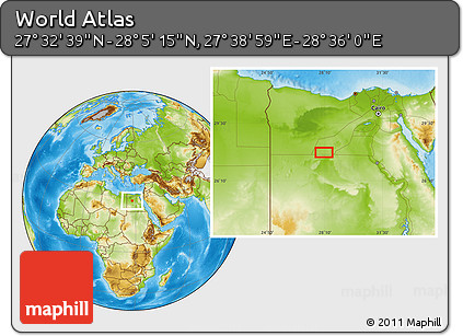 Physical Location Map of the Area around 27° 48' 57" N, 28° 7' 30" E