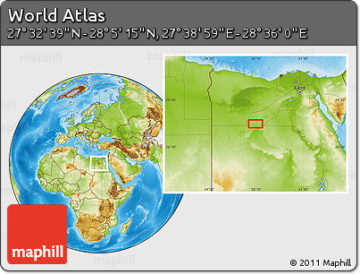 Physical Location Map of the Area around 27° 48' 57" N, 28° 7' 30" E