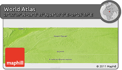 Physical Panoramic Map of the Area around 27° 48' 57" N, 28° 58' 30" E