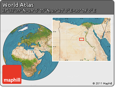 Satellite Location Map of the Area around 27° 48' 57" N, 29° 49' 30" E