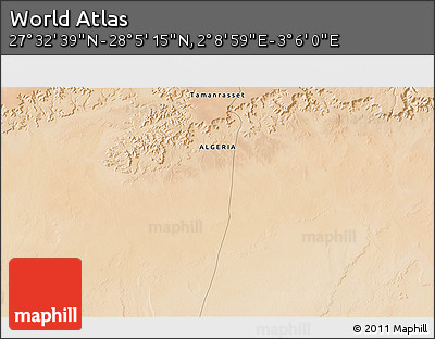 Satellite 3D Map of the Area around 27° 48' 57" N, 2° 37' 30" E