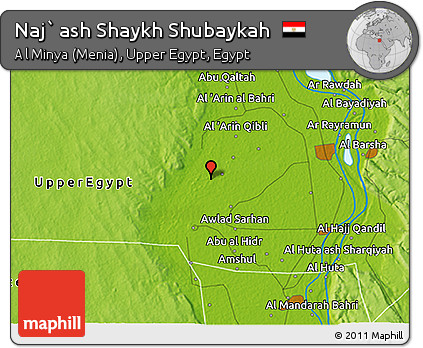 Physical 3D Map of Naj` Ash Shaykh Shubaykah