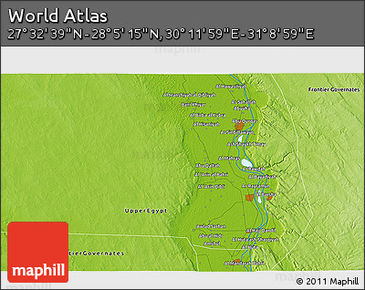 Physical 3D Map of the Area around 27° 48' 57" N, 30° 40' 29" E
