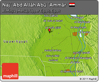 Physical 3D Map of Naj` Abd Allāh Abū `Ammār