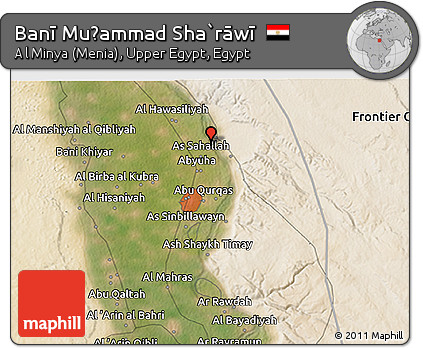 Satellite 3D Map of Banī Muḩammad Sha`rāwī