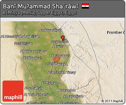 Satellite 3D Map of Banī Muḩammad Sha`rāwī