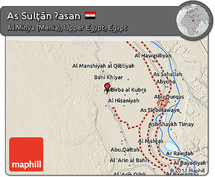 Shaded Relief 3D Map of As Sulţān Ḩasan