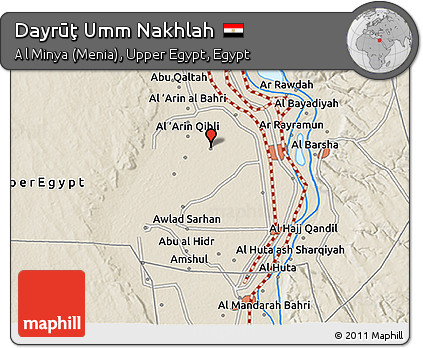 Shaded Relief 3D Map of Dayrūţ Umm Nakhlah