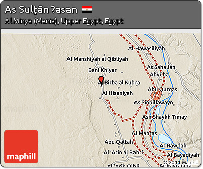 Shaded Relief 3D Map of As Sulţān Ḩasan