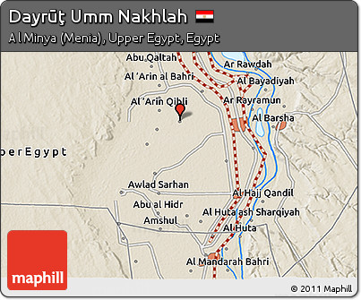 Shaded Relief 3D Map of Dayrūţ Umm Nakhlah
