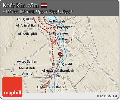 Shaded Relief 3D Map of Kafr Khuzām