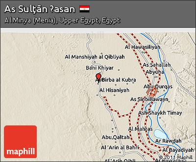Shaded Relief 3D Map of As Sulţān Ḩasan