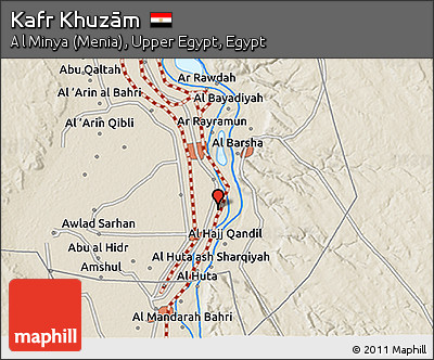 Shaded Relief 3D Map of Kafr Khuzām