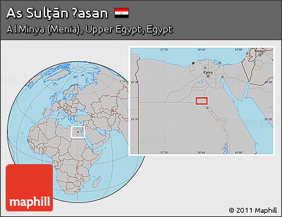 Gray Location Map of As Sulţān Ḩasan