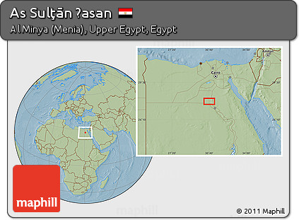 Savanna Style Location Map of As Sulţān Ḩasan, hill shading