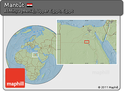 Savanna Style Location Map of Mantūt, hill shading