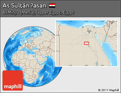 Shaded Relief Location Map of As Sulţān Ḩasan