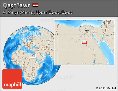 Shaded Relief Location Map of Qaşr Ḩawr