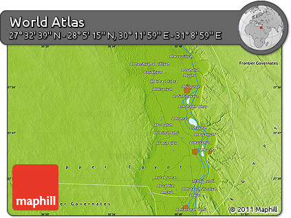 Physical Map of the Area around 27° 48' 57" N, 30° 40' 29" E