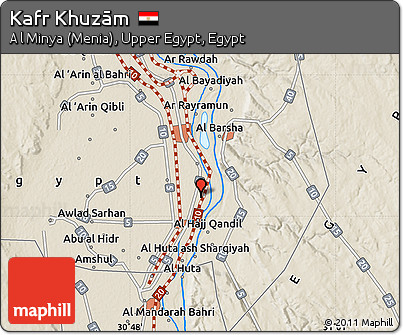 Shaded Relief Map of Kafr Khuzām