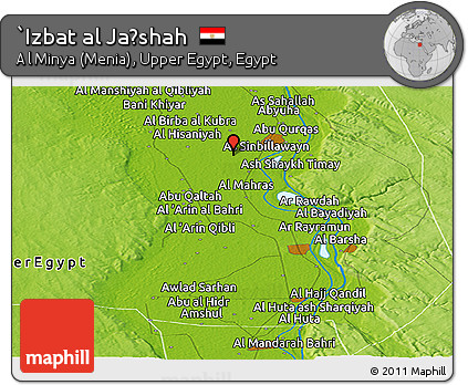 Physical Panoramic Map of `Izbat Al Jaḩshah