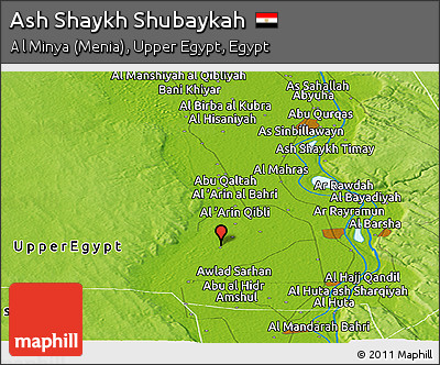 Physical Panoramic Map of Ash Shaykh Shubaykah