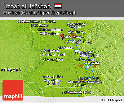 Physical Panoramic Map of `Izbat Al Jaḩshah
