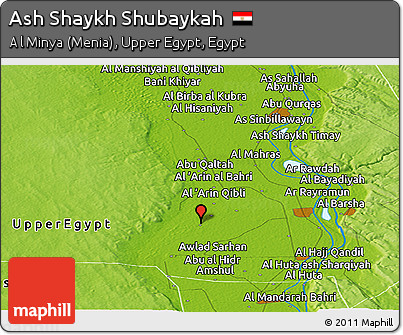 Physical Panoramic Map of Ash Shaykh Shubaykah