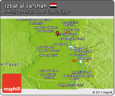 Physical Panoramic Map of `Izbat Al Jaḩshah