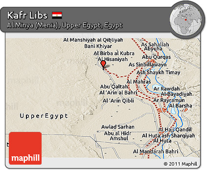 Shaded Relief Panoramic Map of Kafr Libs
