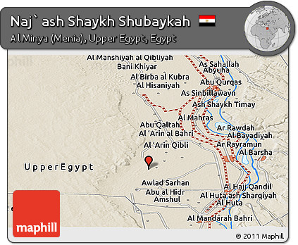 Shaded Relief Panoramic Map of Naj` Ash Shaykh Shubaykah