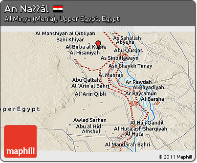 Shaded Relief Panoramic Map of An Naḩḩāl