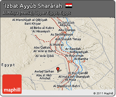 Shaded Relief Panoramic Map of `Izbat Ayyūb Sharārah
