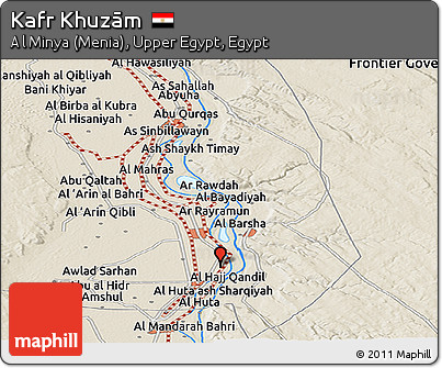 Shaded Relief Panoramic Map of Kafr Khuzām