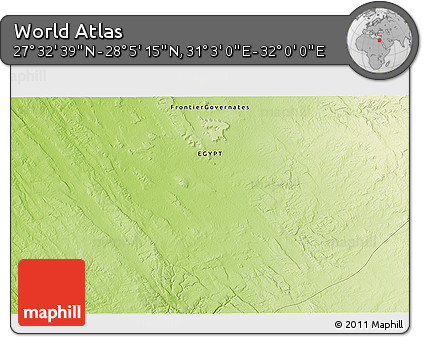 Physical 3D Map of the Area around 27° 48' 57" N, 31° 31' 29" E