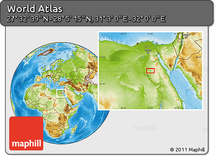 Physical Location Map of the Area around 27° 48' 57" N, 31° 31' 29" E
