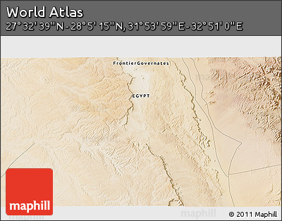Satellite 3D Map of the Area around 27° 48' 57" N, 32° 22' 30" E