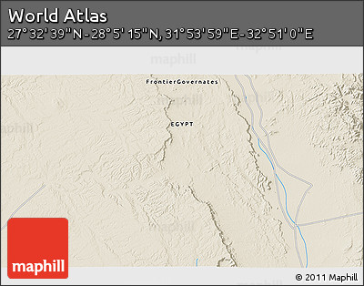 Shaded Relief 3D Map of the Area around 27° 48' 57" N, 32° 22' 30" E