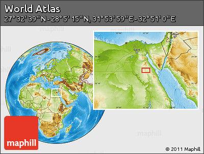 Physical Location Map of the Area around 27° 48' 57" N, 32° 22' 30" E