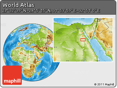 Physical Location Map of the Area around 27° 48' 57" N, 32° 22' 30" E