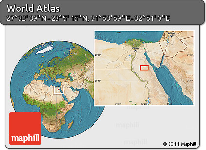 Satellite Location Map of the Area around 27° 48' 57" N, 32° 22' 30" E