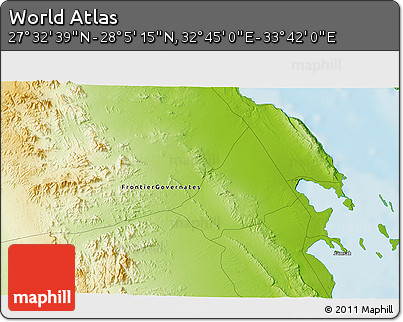 Physical 3D Map of the Area around 27° 48' 57" N, 33° 13' 30" E