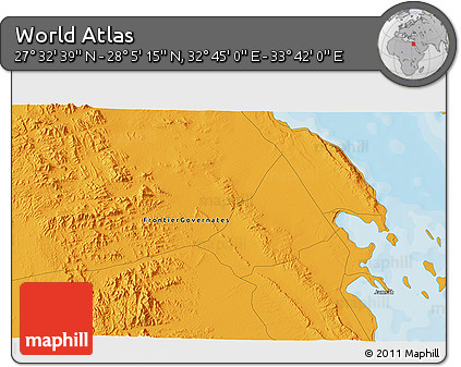 Political 3D Map of the Area around 27° 48' 57" N, 33° 13' 30" E