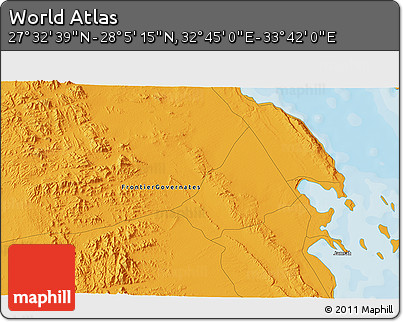 Political 3D Map of the Area around 27° 48' 57" N, 33° 13' 30" E