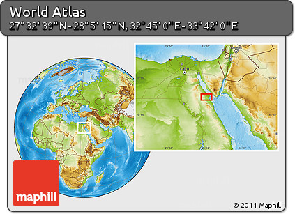 Physical Location Map of the Area around 27° 48' 57" N, 33° 13' 30" E