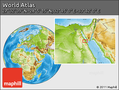 Physical Location Map of the Area around 27° 48' 57" N, 33° 13' 30" E