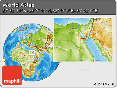 Physical Location Map of the Area around 27° 48' 57" N, 33° 13' 30" E