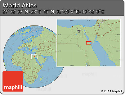 Savanna Style Location Map of the Area around 27° 48' 57" N, 33° 13' 30" E