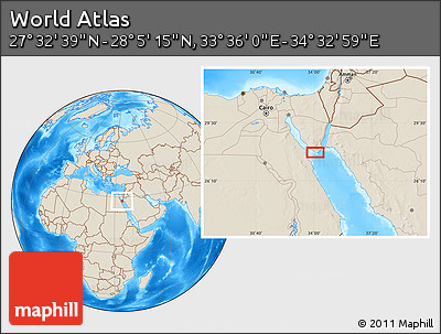 Shaded Relief Location Map of the Area around 27° 48' 57" N, 34° 4' 30" E