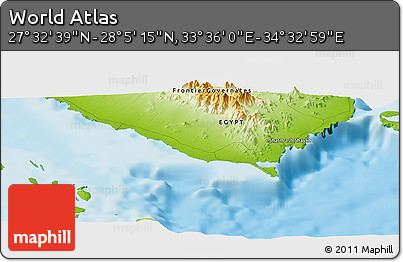 Physical Panoramic Map of the Area around 27° 48' 57" N, 34° 4' 30" E